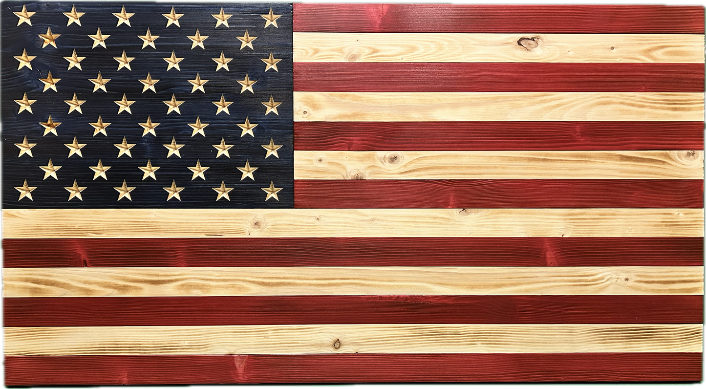 Handcrafted Wooden American Flag
