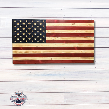 Handcrafted Wooden American Flag