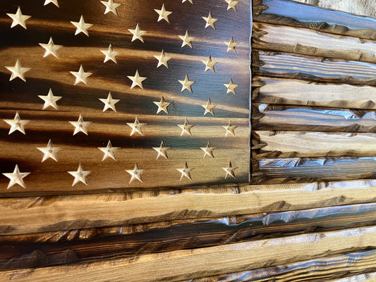 Handmade Wooden Distressed American Flag