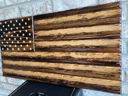 Handmade Wooden Distressed American Flag