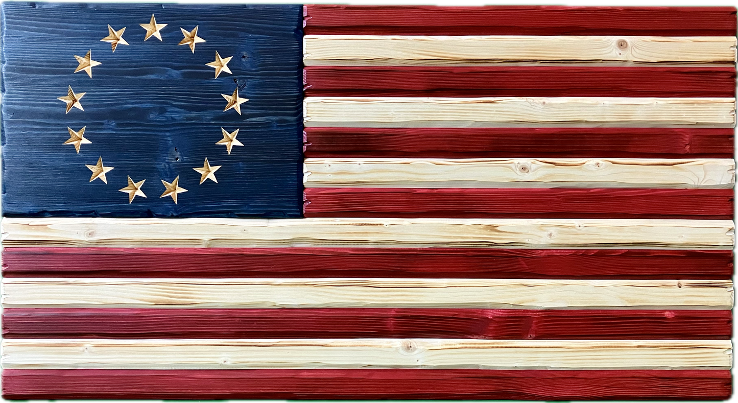 Handmade Wooden Distressed Betsy Ross American Flag