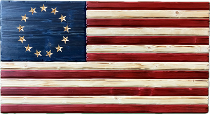 Handmade Wooden Distressed Betsy Ross American Flag