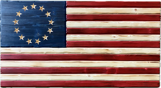 Handmade Wooden Distressed Betsy Ross American Flag