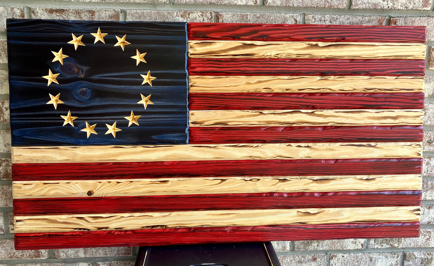 Handmade Wooden Distressed Betsy Ross American Flag