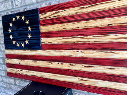 Handmade Wooden Distressed Betsy Ross American Flag