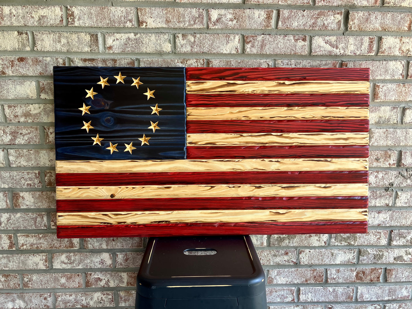 Handmade Wooden Distressed Betsy Ross American Flag