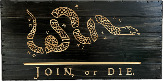 Handcrafted Wooden "Join or Die" Flag
