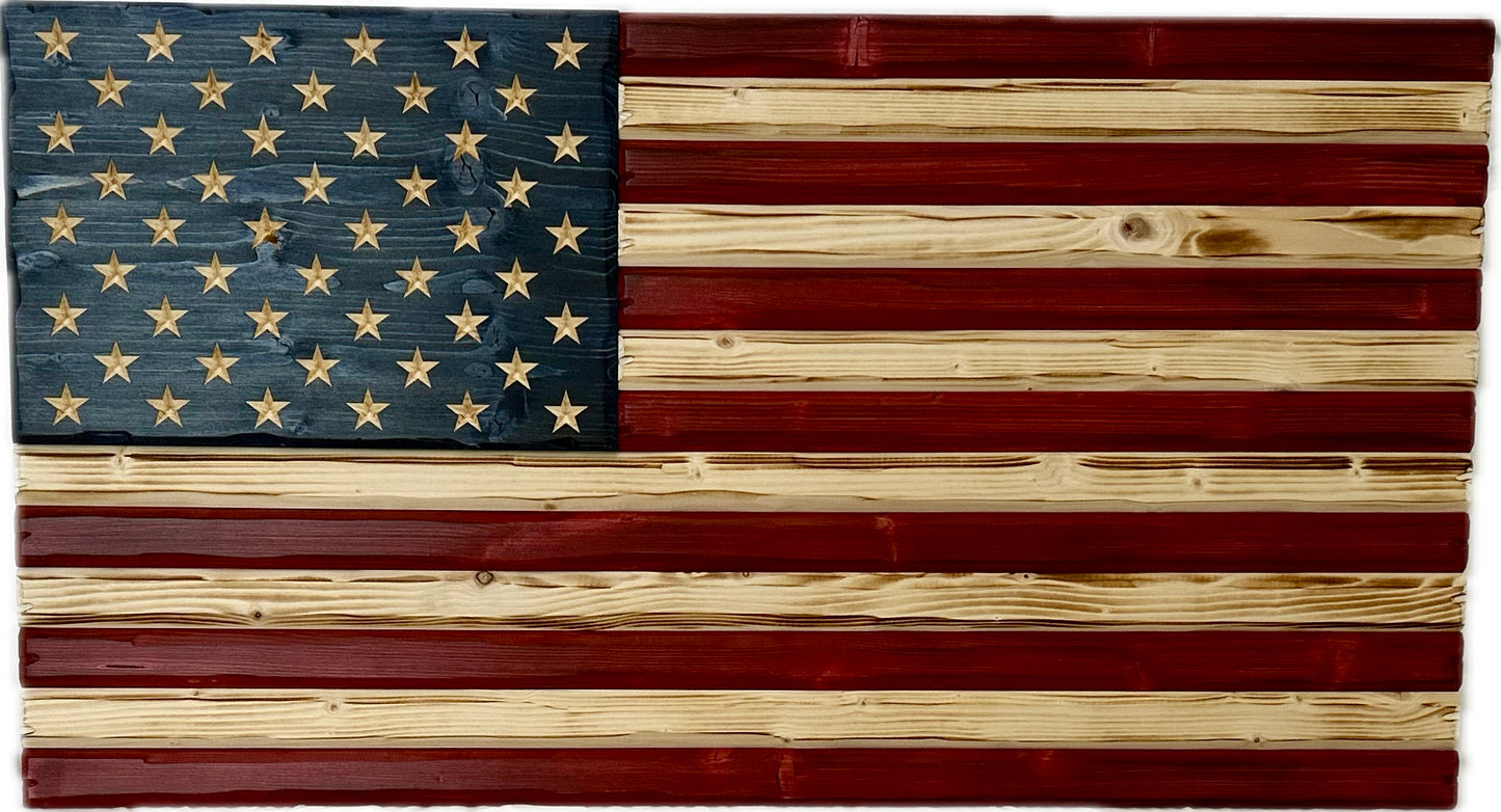 Handmade Wooden Distressed American Flag