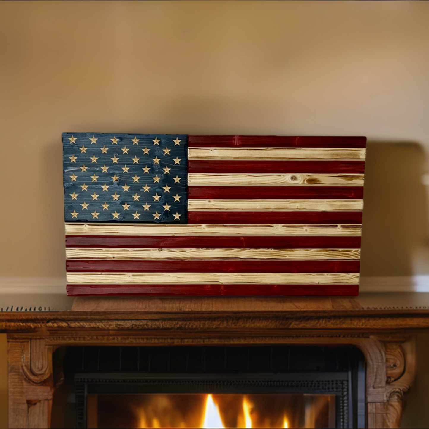 Handmade Wooden Distressed American Flag
