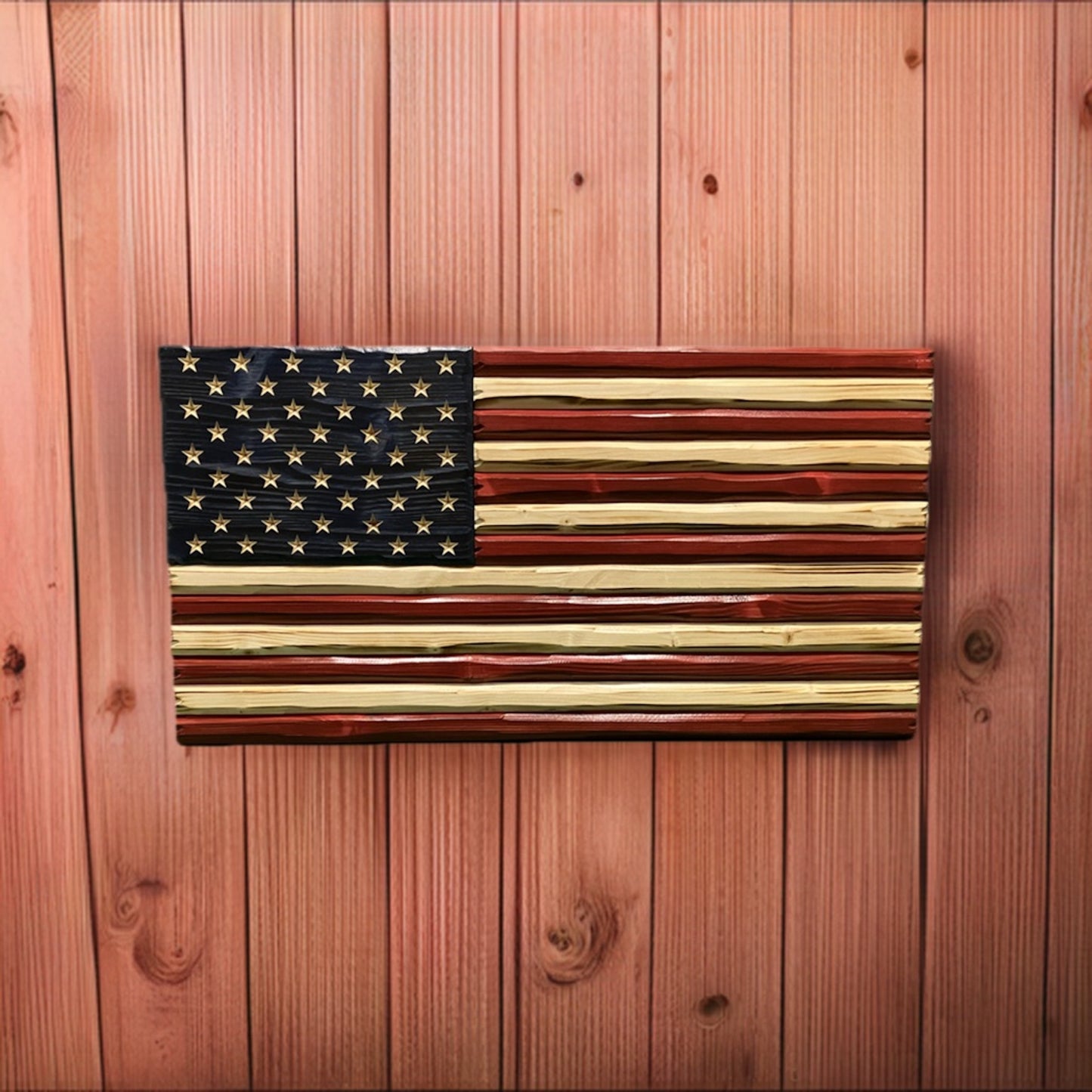 Handmade Wooden Distressed American Flag