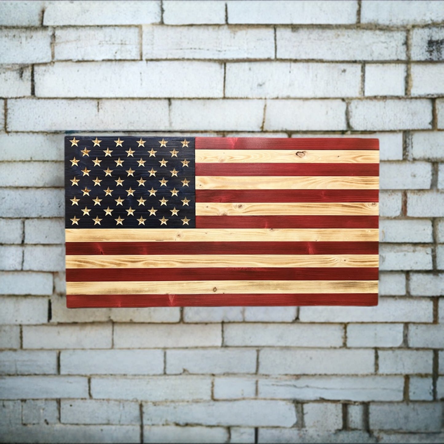 Handcrafted Wooden American Flag