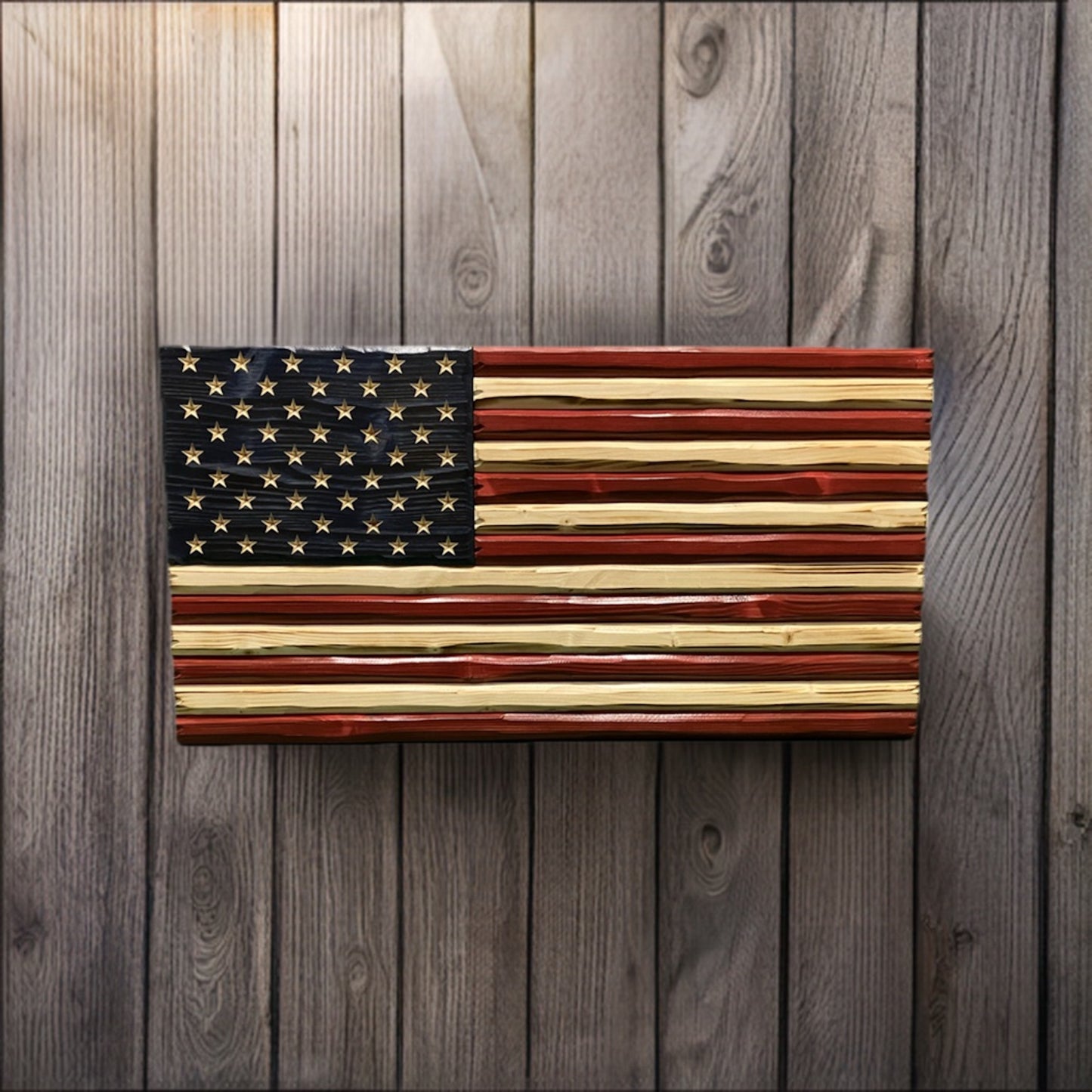 Handmade Wooden Distressed American Flag