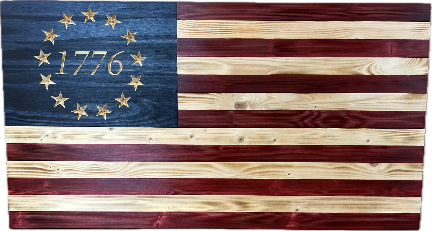 Handmade 1776 Betsy Ross Wooden American Flag