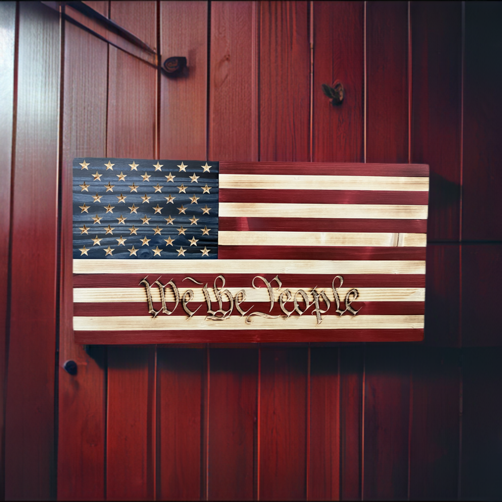 We The Poeple engraved American Flag