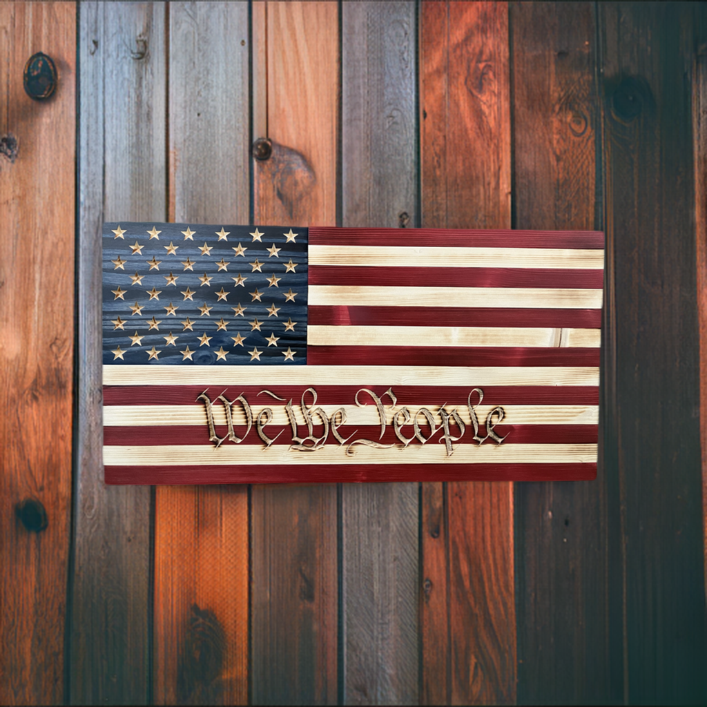 We The Poeple engraved American Flag