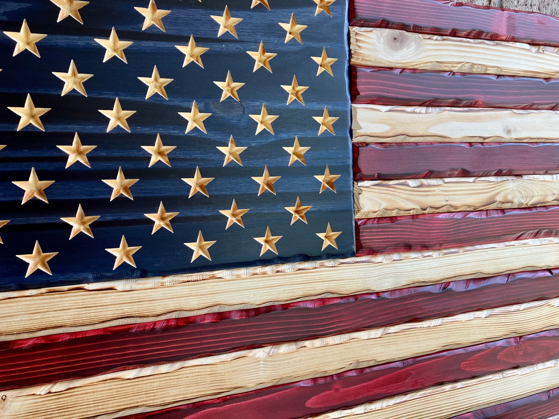 Rustic Handmade Wooden American Flag