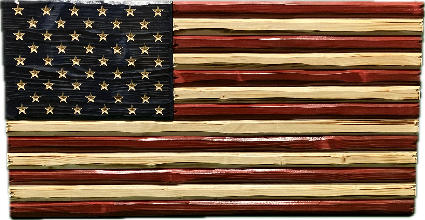 Handmade Wooden Distressed American Flag