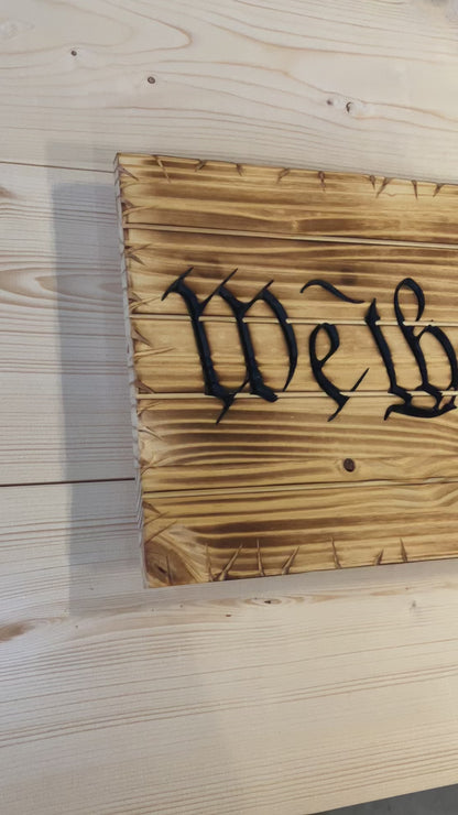 Handcrafted Wooden "We The People" Flag