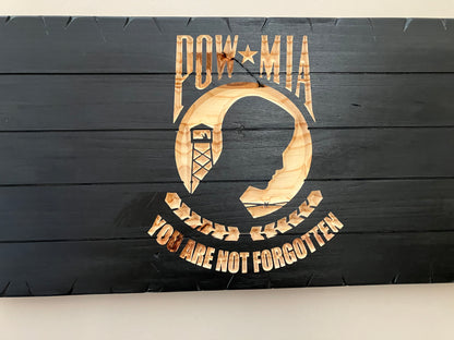 Handcrafted Wooden POW/MIA Flag