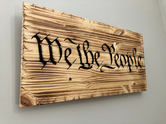 Handcrafted Wooden "We The People" Flag