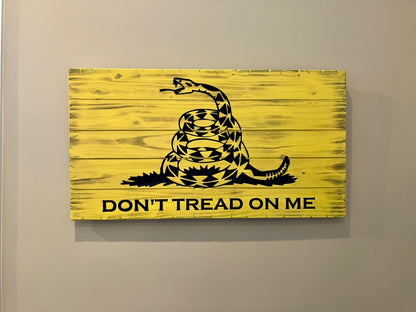 Handcrafted Wooden Gadsden "Don't Tread On Me" Flag