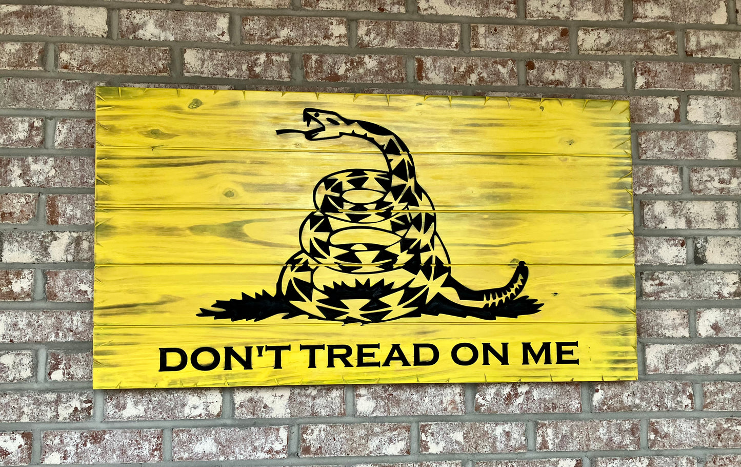 Handcrafted Wooden Gadsden "Don't Tread On Me" Flag