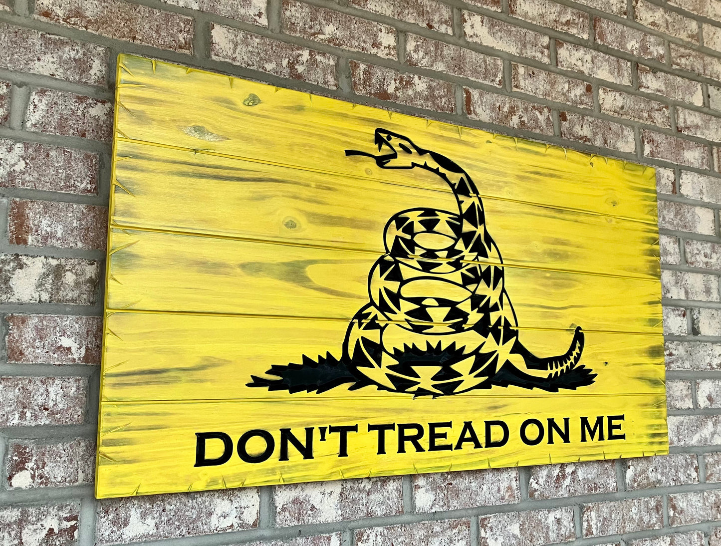 Handcrafted Wooden Gadsden "Don't Tread On Me" Flag