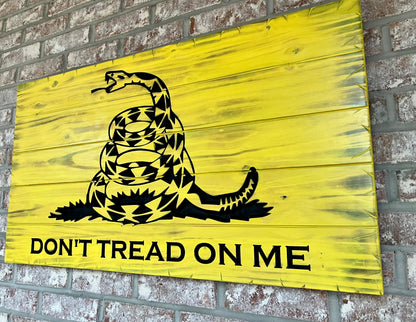 Handcrafted Wooden Gadsden "Don't Tread On Me" Flag