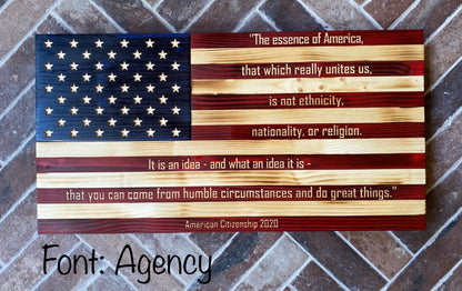 Personalized Engraving for Wooden American Flag