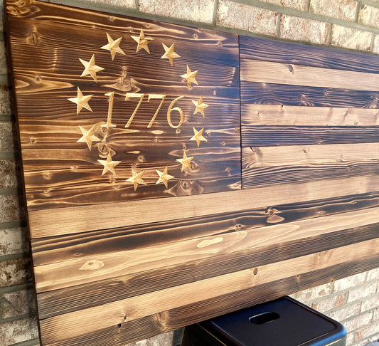 Handmade Wooden "Betsy Ross" American Flag