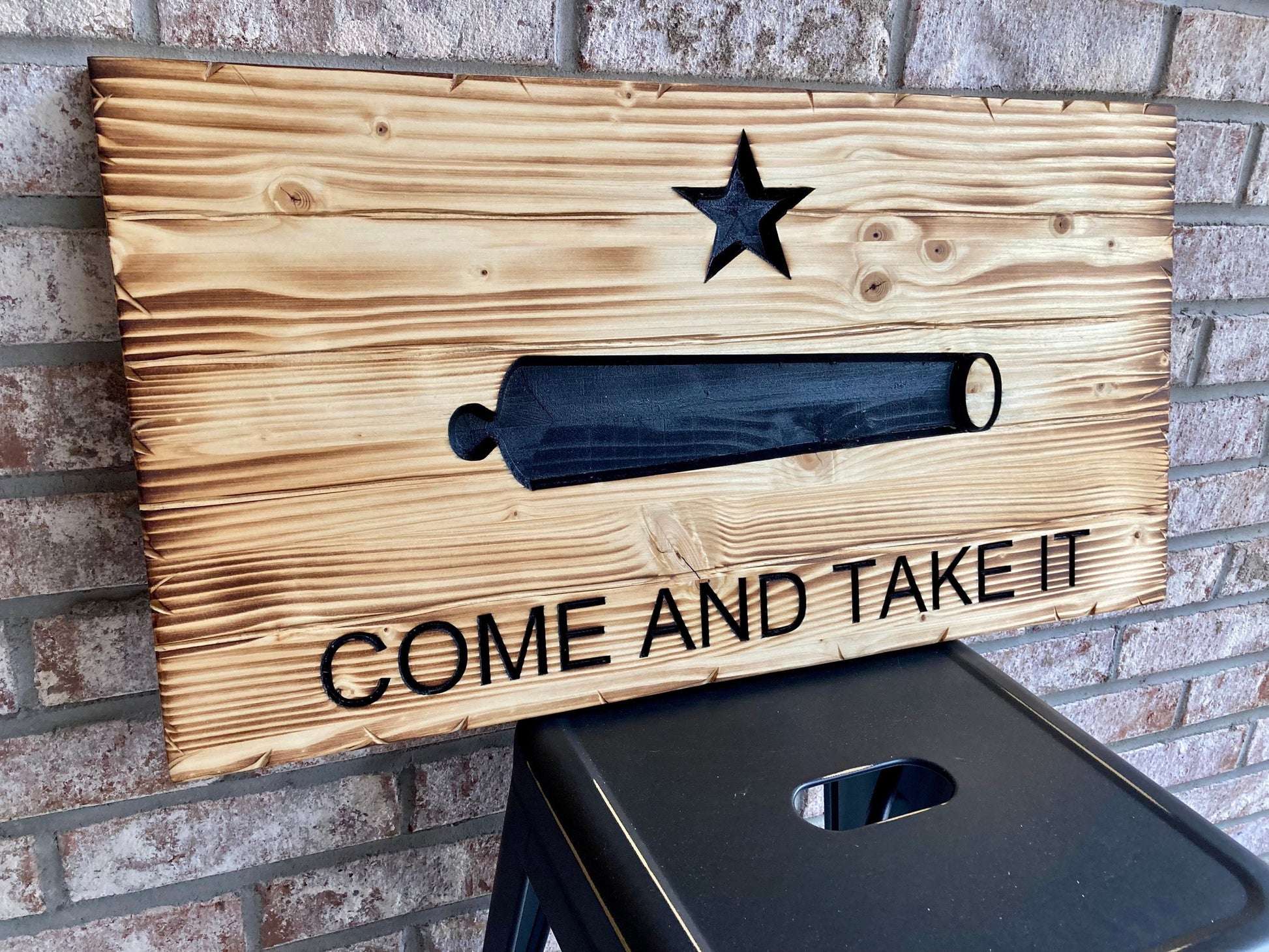 Wooden Come and Take It sign