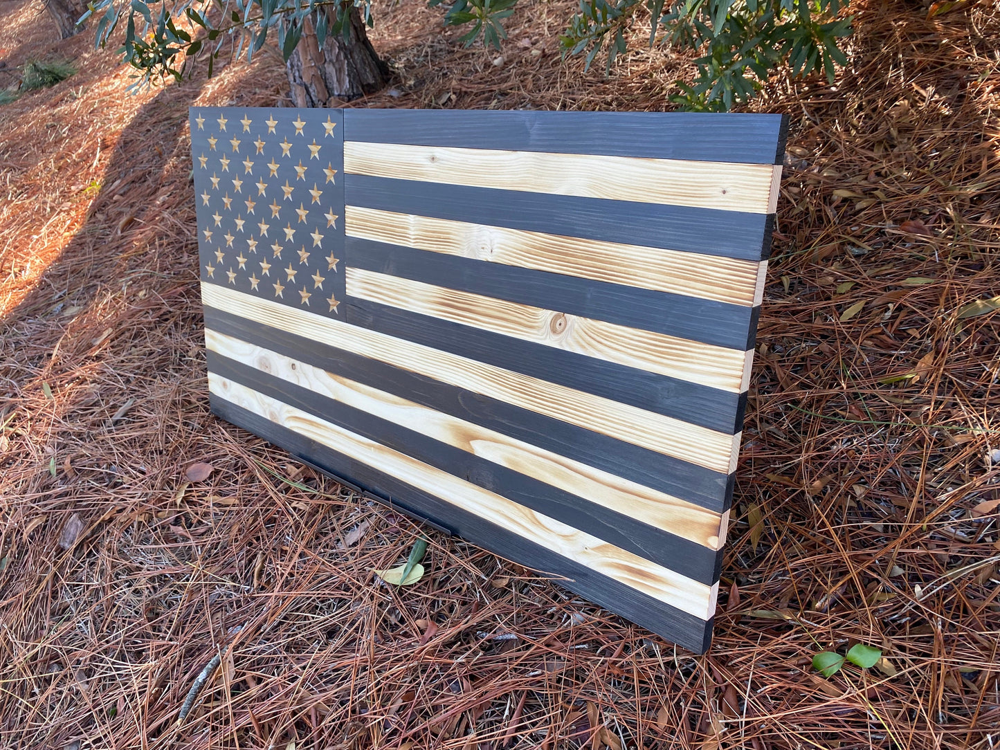 Handmade Subdued Wooden American Flag