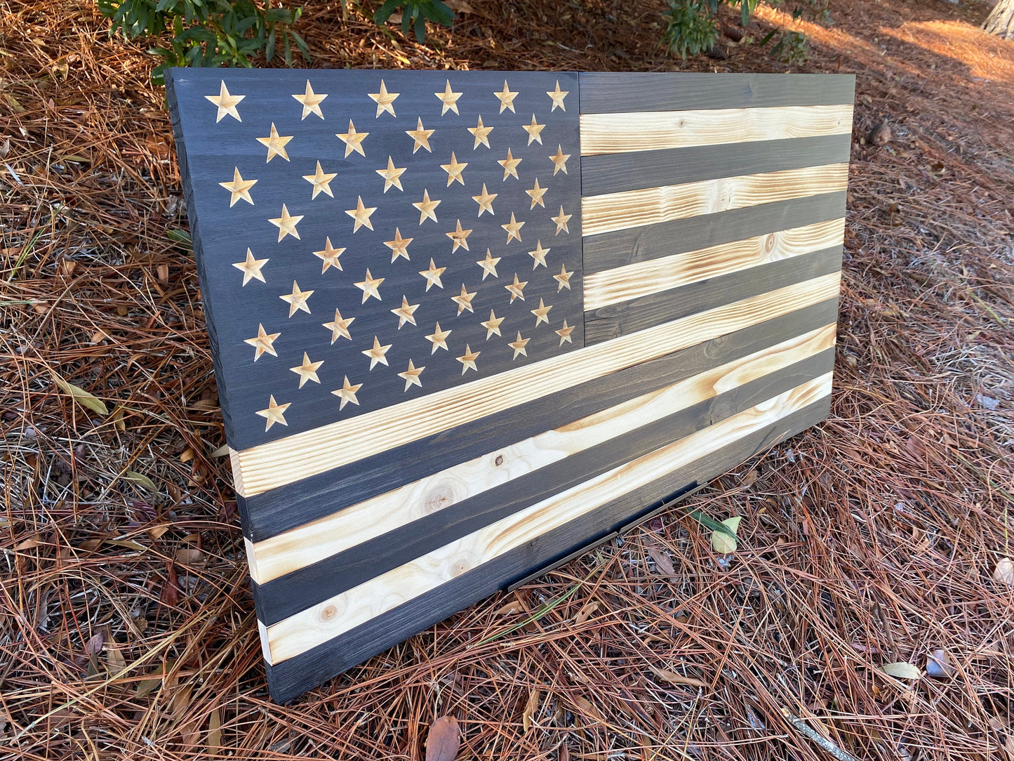 Handmade Subdued Wooden American Flag