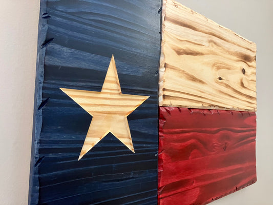 Handmade Wooden Texas "Lone Star" Flag