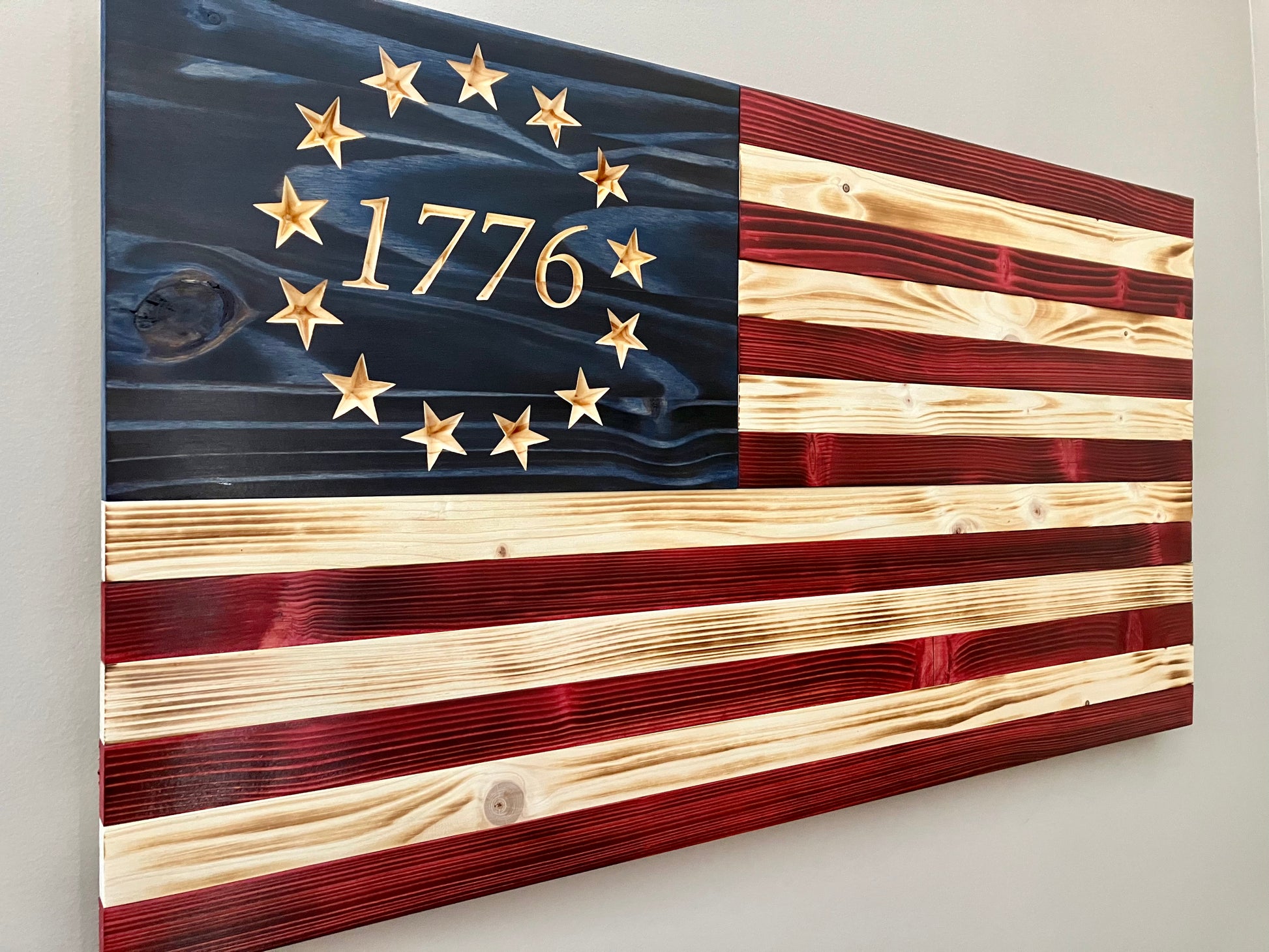 Handmade Wooden "Betsy Ross" American Flag